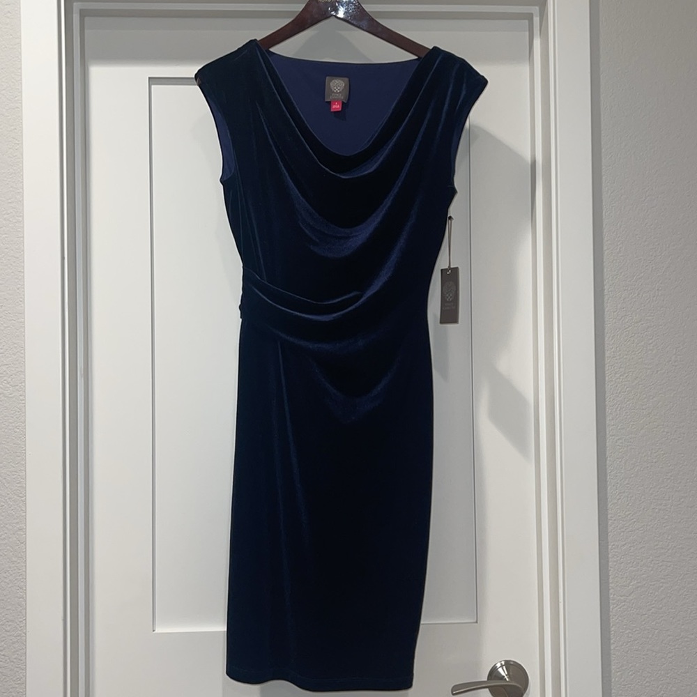 NWT Vince Camuto velvet cowl neck body con dress - Picture 2 of 4